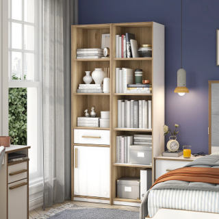 MODERA POLICA ZA KNJIGE SA FIOKOM I VRATIMA 