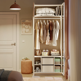 DVOKRILNI ORMAR CREAM (GLASS DOOR) 
