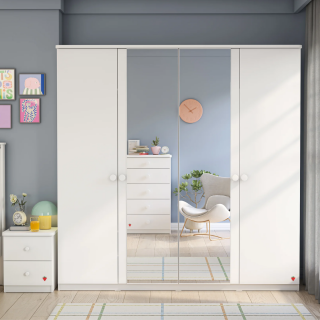 VARIA WHITE ČETVOROKRILNI ORMAR 