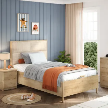 MOCHA KREVET SA KUTIJOM I TAPACIRANIM UZGLAVLJEM 100x200CM 