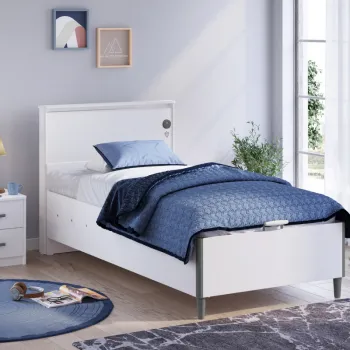 WHITE KREVET SA KUTIJOM SA FLAT UZGLAVLJEM (100X200 CM) 