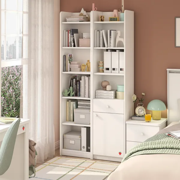 VARIA WHITE POLICA ZA KNJIGE SA FIOKOM 