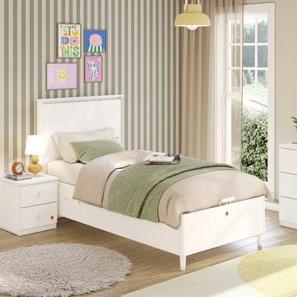 VARIA WHITE KREVET SA KUTIJOM I FLAT UZGLAVLJEM (100x200 cm) 