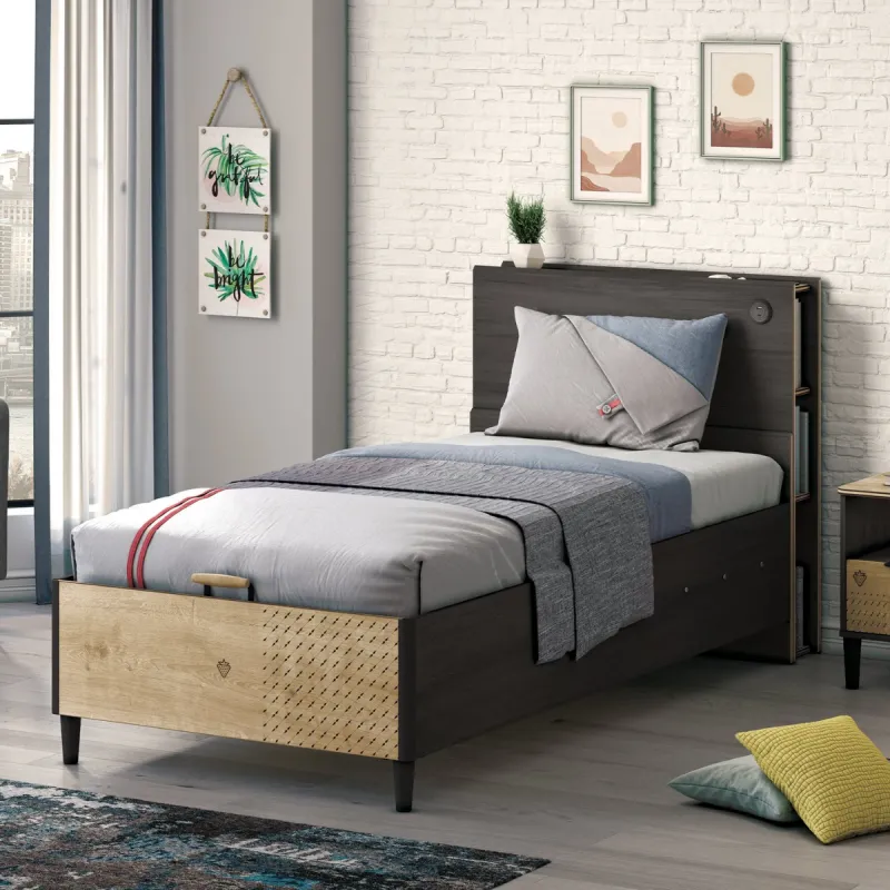 BLACK KREVET SA KUTIJOM I UZGLAVLJE SA POLICAMA 100X200 